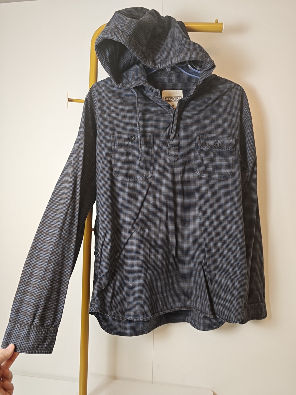 Ezekiel Men's Hooded Plaid Shirt Jacket - Navy/Gray
